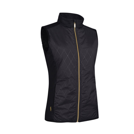 Glenmuir Ladies Thermal Gilet with Subtle Diamond Print in Black Diamond