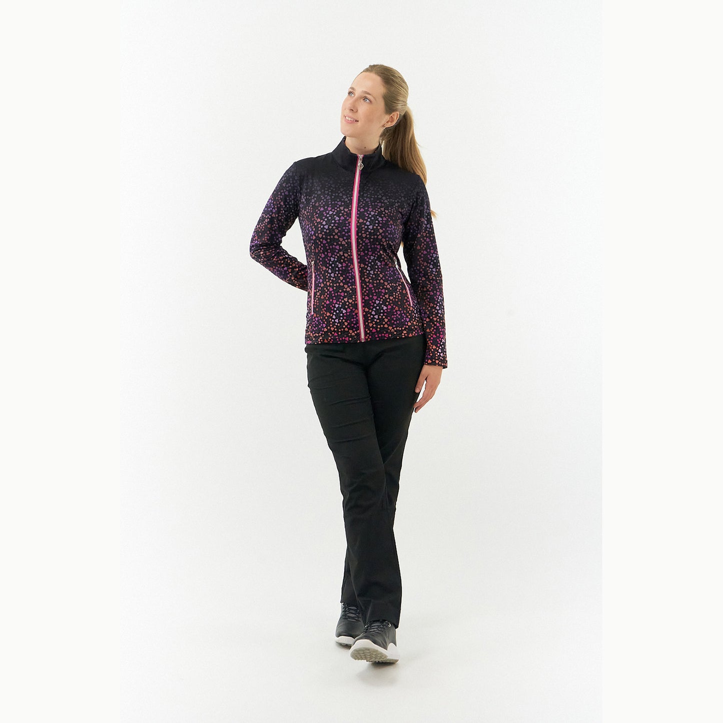 Pure Ladies Berry Print Brushed Back Mid-Layer Jacket in Berry Pop - Last One Small Only Left