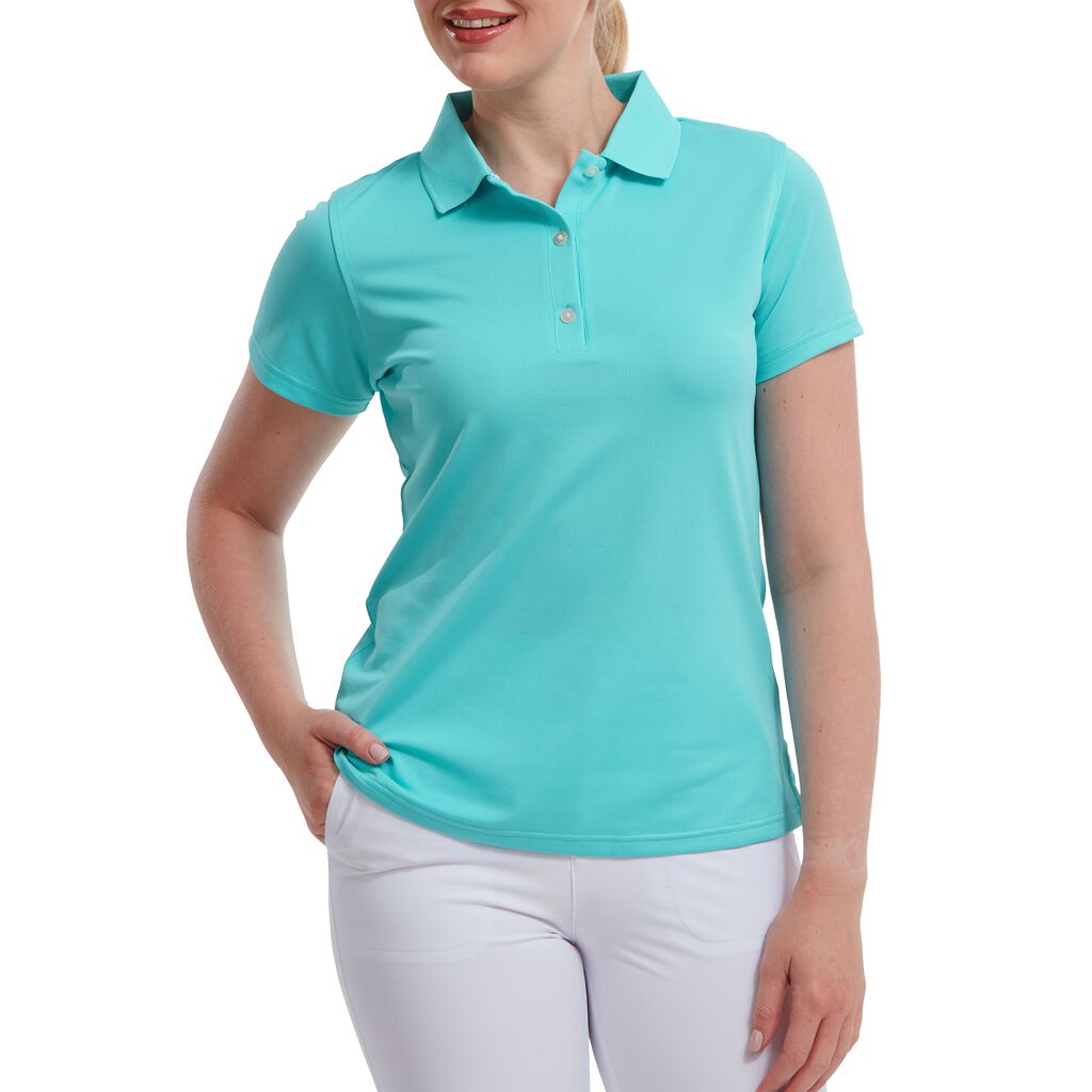 FootJoy Ladies Aqua Short Sleeve Stretch Pique Polo GolfGarb