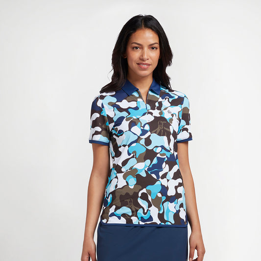 Original Penguin Ladies Abstract Print Short Sleeve Polo - Last One Small Only Left