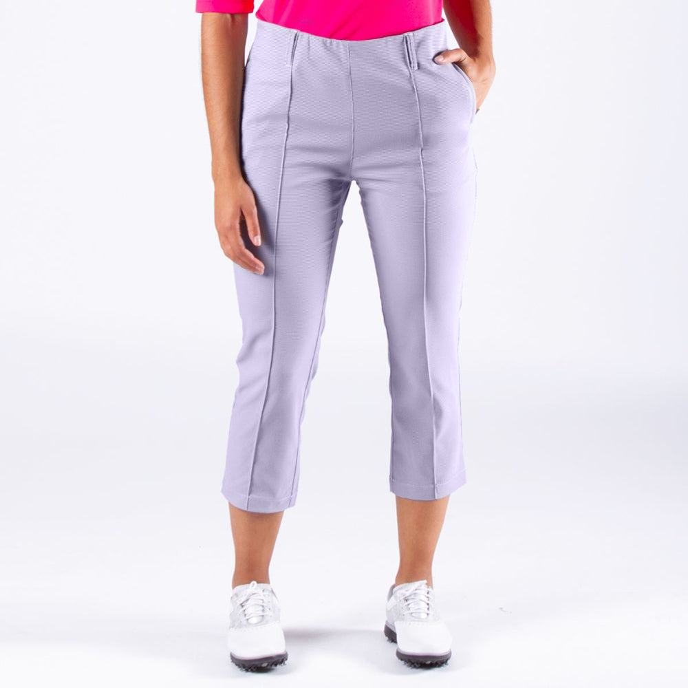 Nivo Ladies Navy & White Houndstooth Check Golf Capris - Last Pair Size 14 Only Left