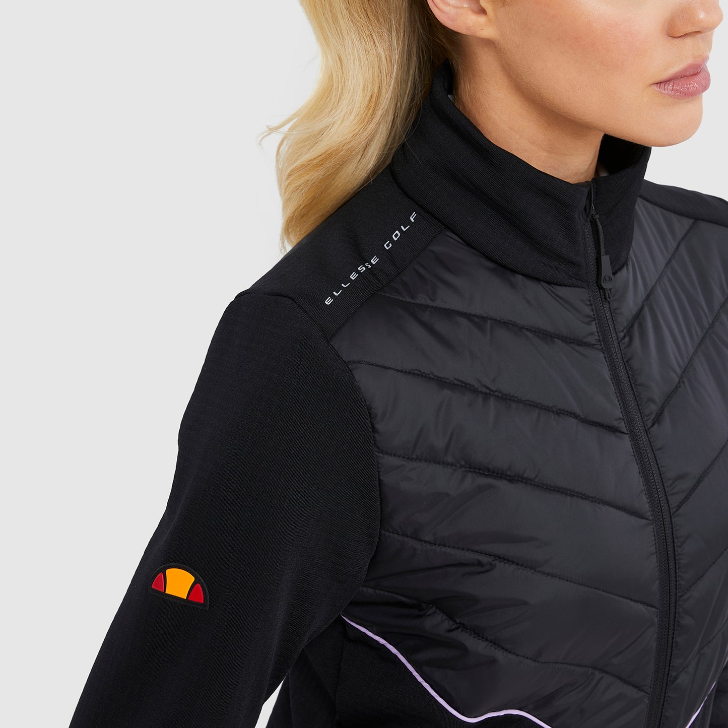Ellesse Ladies Soft-Stretch Jacket with Quilted Panels in Black - Last One Size 12 Only Left