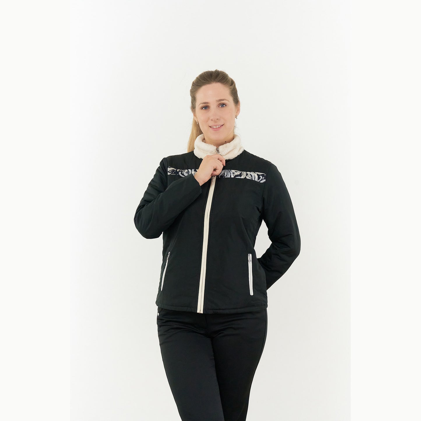 Pure Ladies Padded Golf Jacket With Faux Fur Collar