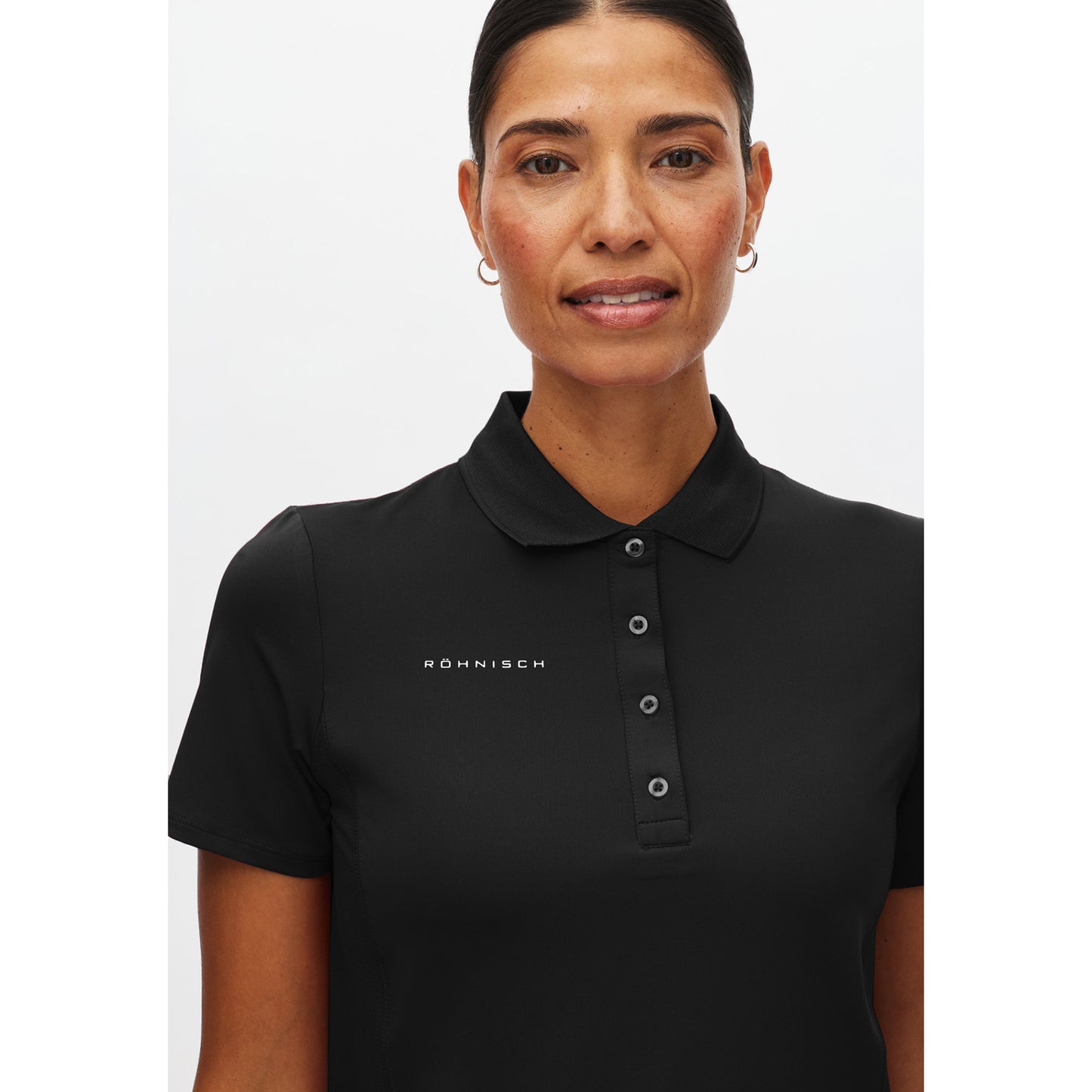Rohnisch Women's Short Sleeve Polo in Black - Elegant Stretch Comfort for On and Off the Course