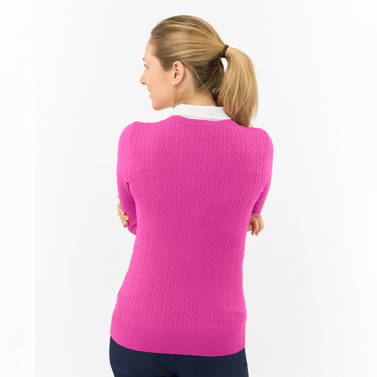 Pure Ladies Cable Knit V-Neck Golf Sweater