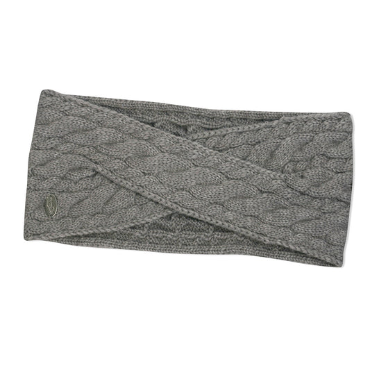 Glenmuir Ladies Robyn Cable Twist Knitted Headband in Light Grey Marl