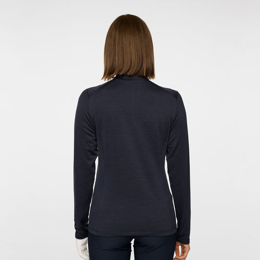 J.Lindeberg Ladies Heathered Zip-Neck Mid-Layer in Navy