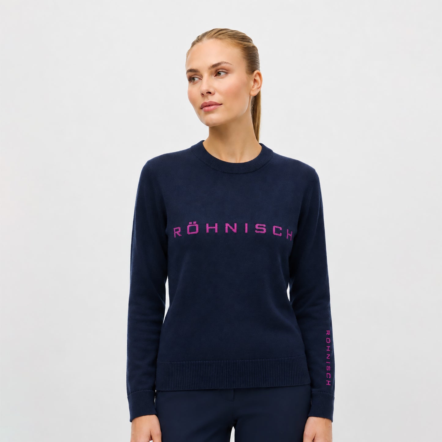 Rohnisch Ladies Luxurious Cotton Crew Neck Sweater for Refined Comfort & Style, On and Off the Course