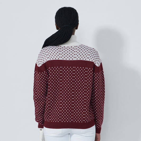 Daily Sports Ladies Knitted Roll-Neck Sweater in Dot Print