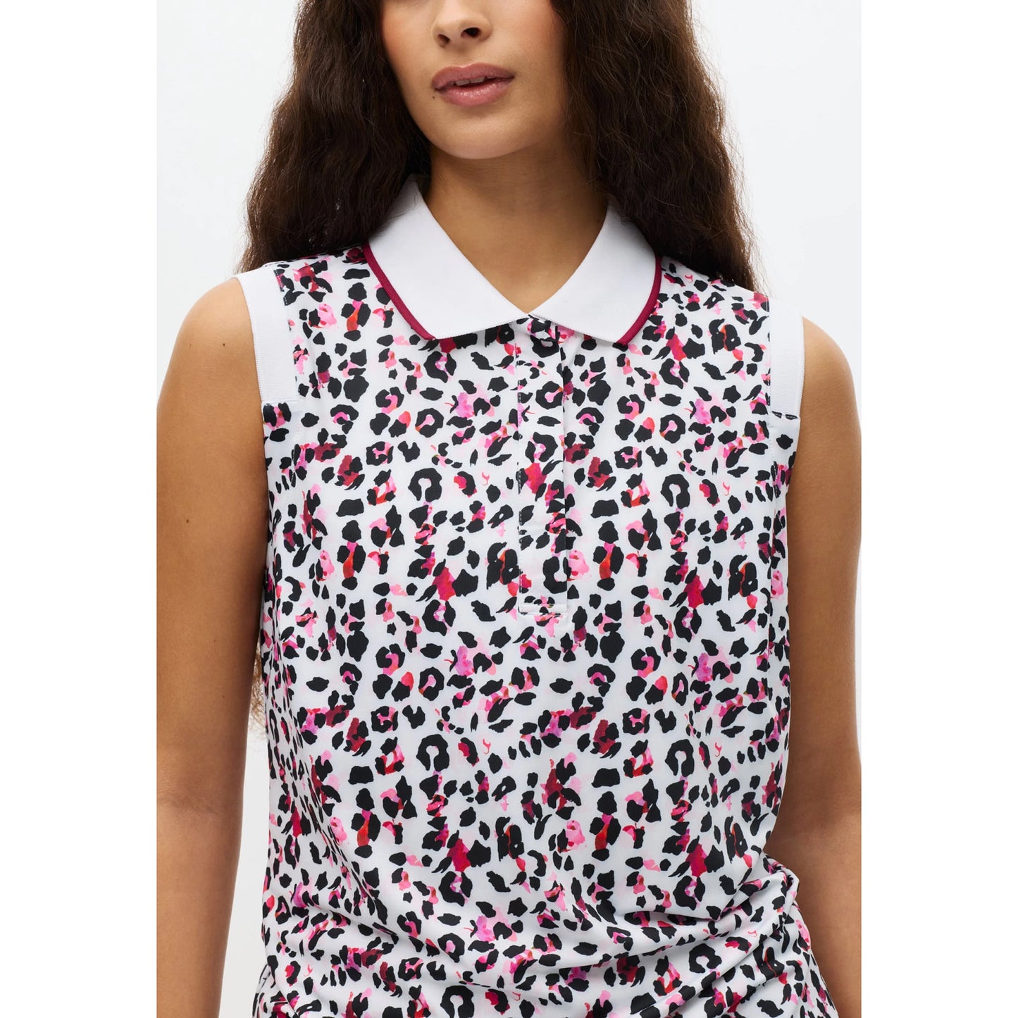 Rohnisch Ladies Silky Soft Sleeveless Polo with an On-Trend Print for a Confident Performance