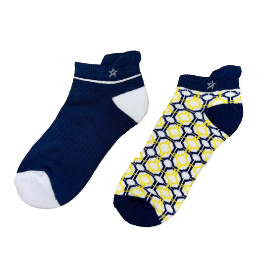 Swing Out Sister Ladies Sunshine and Navy 2 Pair Cotton Socks