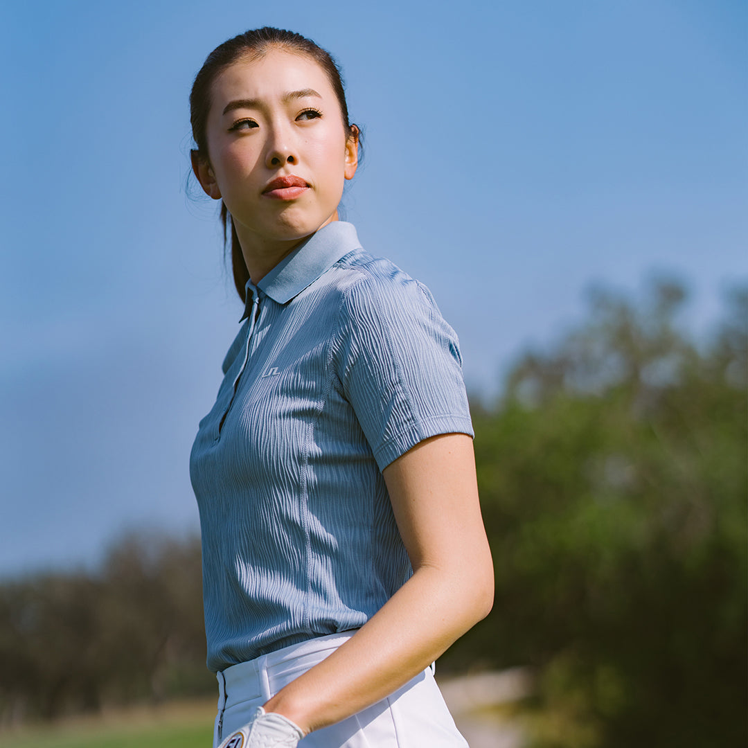 J.Lindeberg Ladies Polo with Subtle Wave Print - Last One Medium Only Left