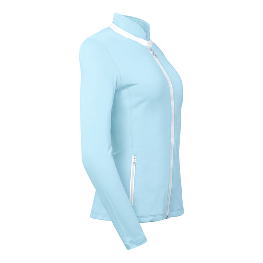 Pure Golf Ladies Full-Zip Mid-Layer Stretch Jacket in Pale Blue