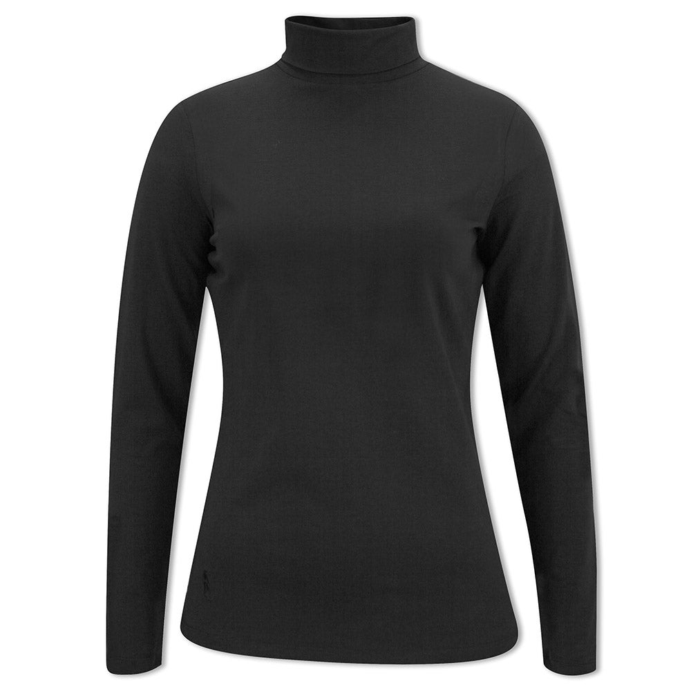 Glenmuir Ladies Long Sleeve Cotton Roll Neck in Black GolfGarb