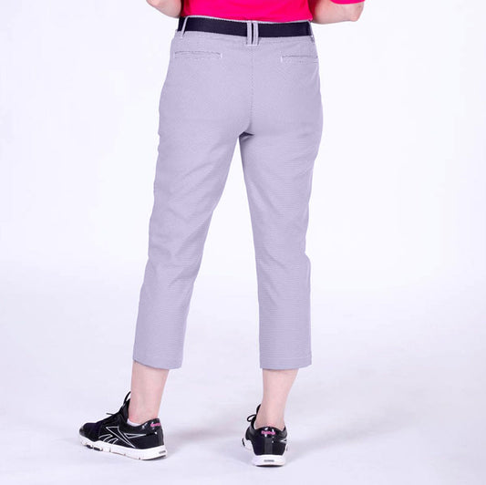 Nivo Ladies Navy & White Houndstooth Check Golf Capris - Last Pair Size 14 Only Left