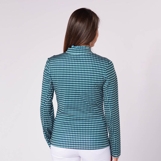 Swing Out Sister Ladies Geometric Print Zip-Neck Top