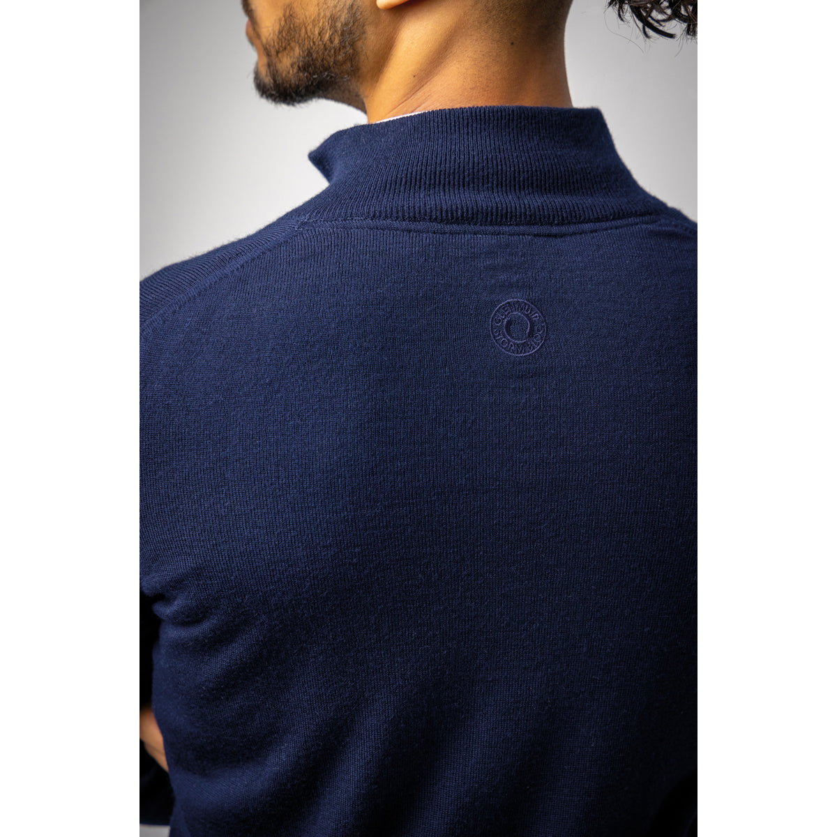 Glenmuir Mens Navy Lined Merino Blend Sweater with Water Repellent Finish