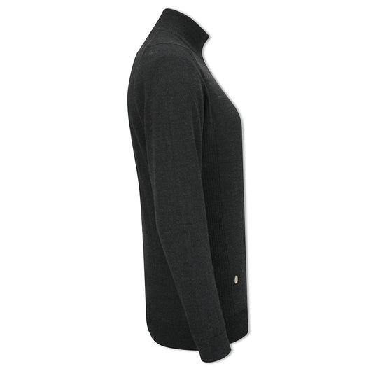 Glenmuir Ladies Merino Blend Lined Sweater with Water Repellent Finish in Charcoal