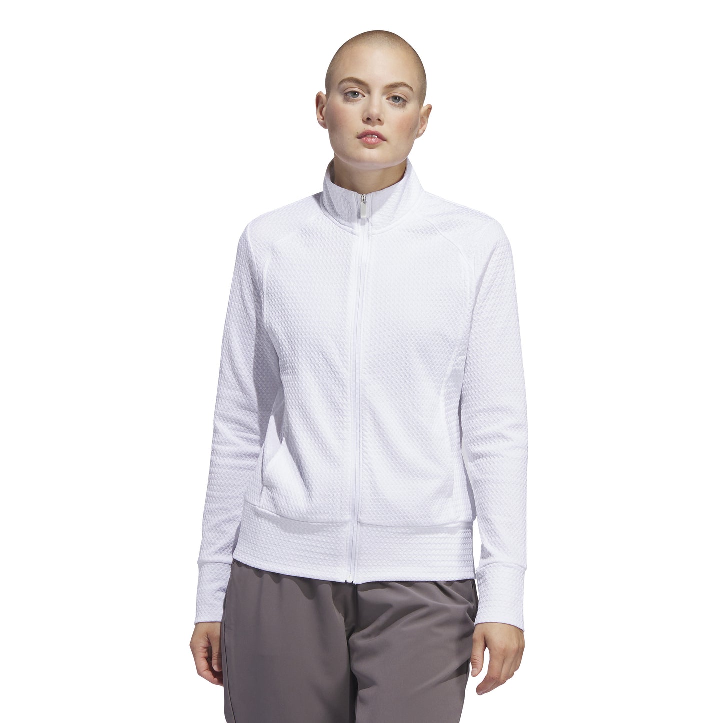 adidas Ladies Waffle-Knit Golf Jacket in White