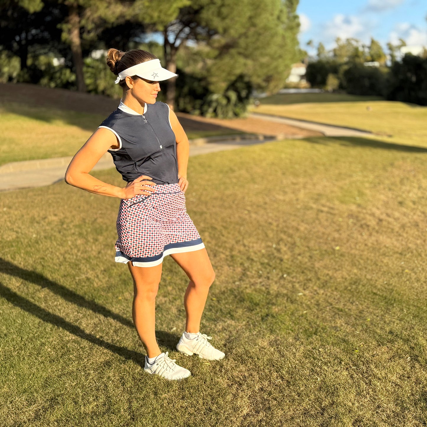 Swing Out Sister Womens Geometric Tile Print Pull-On Skort