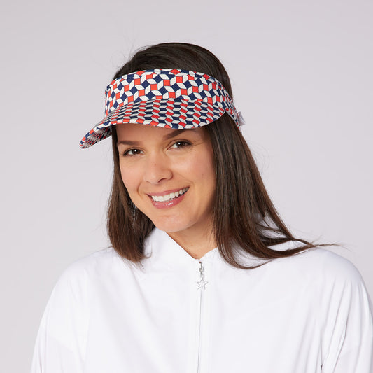 Swing Out Sister Adjustable Visor with Geo Tile Print