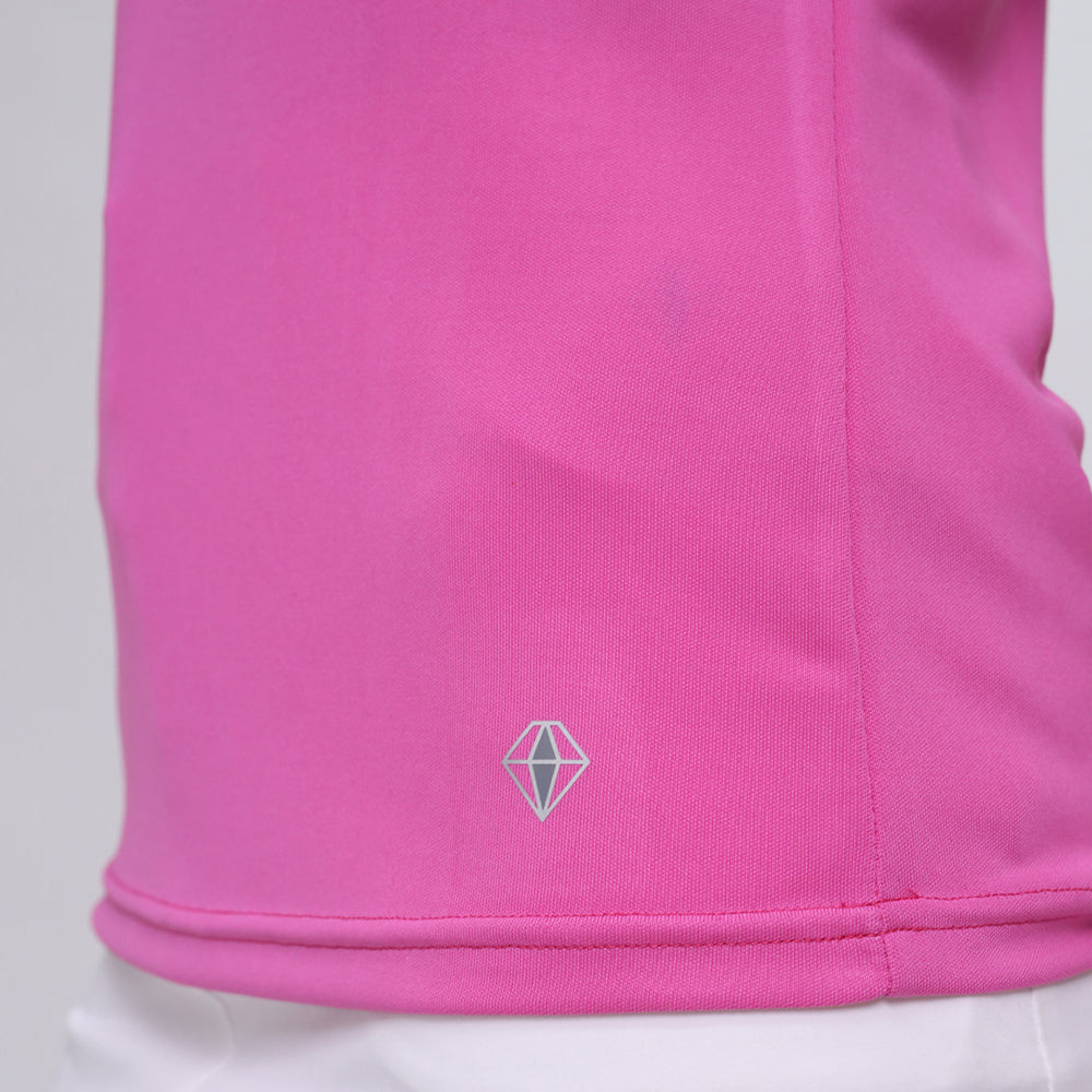 Pure Golf Ladies Sleeveless Mandarin Polo in Azalea Pink