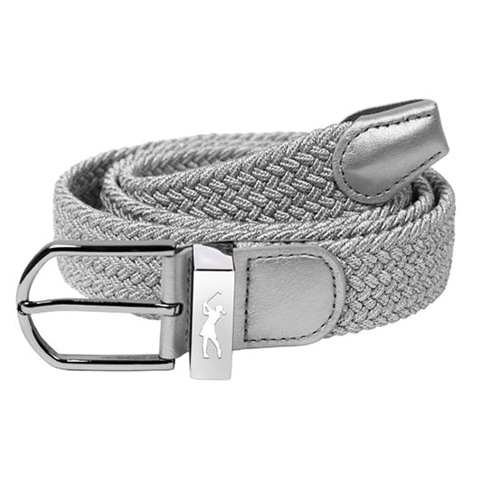 Surprizeshop Ladies Elasticated Braided Stretch Silver Golf Belt