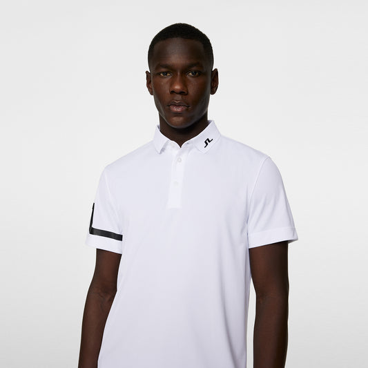 J.Lindeberg Mens Short Sleeve Polo with Bridge Print Sleeve