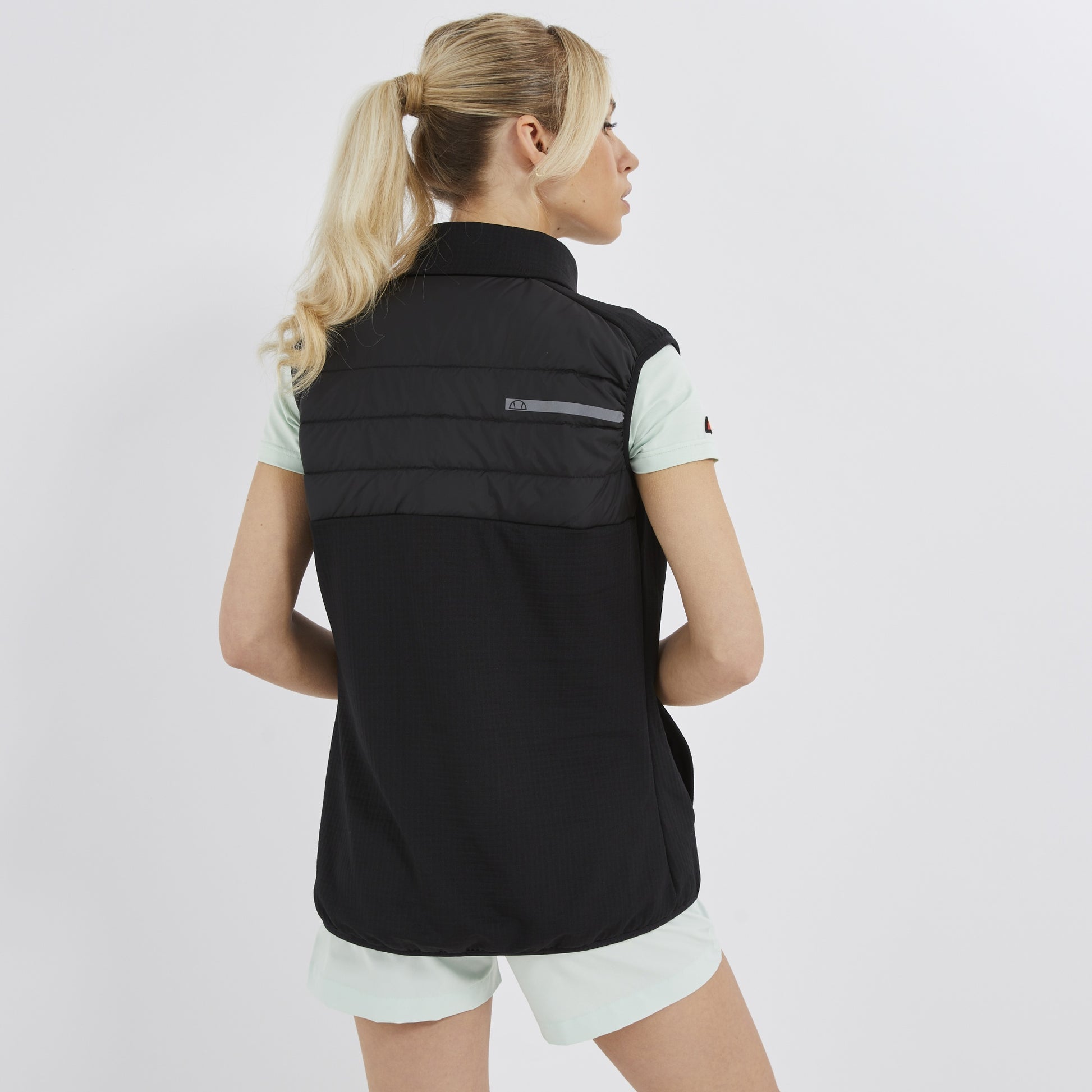 Ellesse Women's Soft-Stretch Gilet in Black with Quilted Panels
