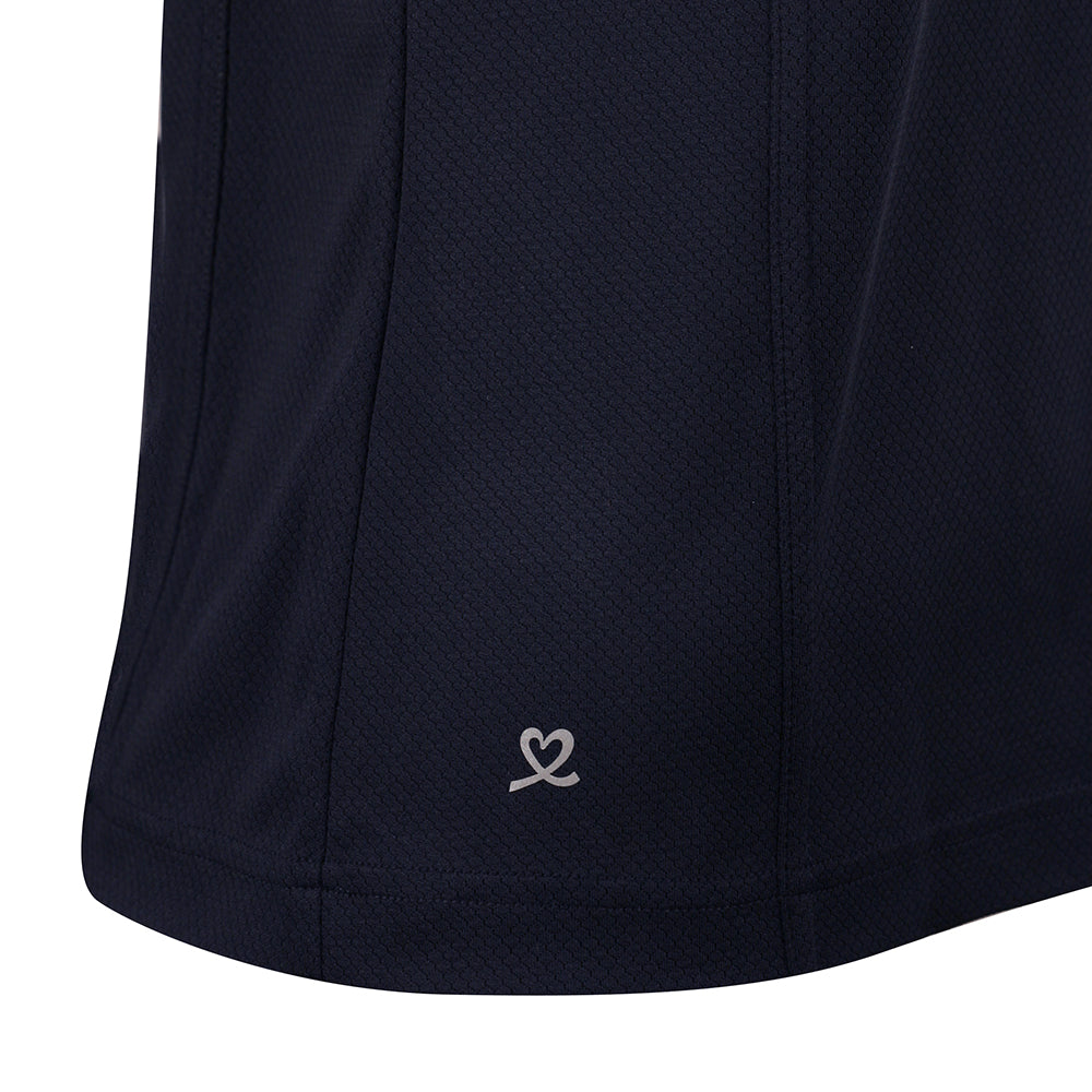 Daily Sports Ladies Cap Sleeve Polo with Zip-Neck in Dark Navy Blue
