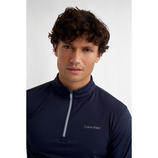 Calvin Klein Technical Zip-Neck Top in Navy