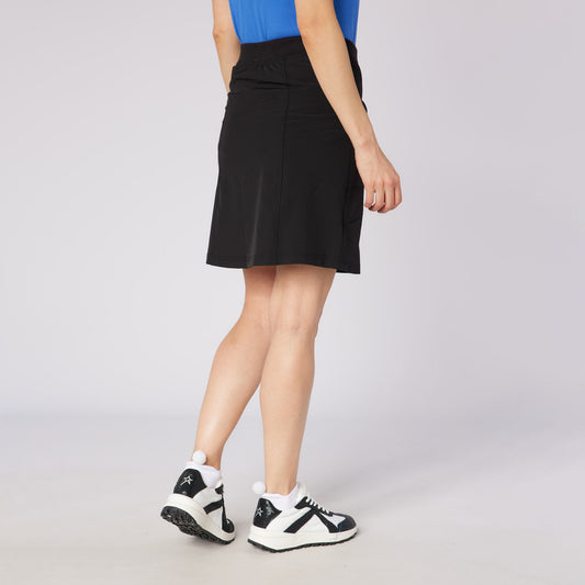 Swing Out Sister Ladies Lightweight Pull-On Skort with Silver Pocket Detail in Black