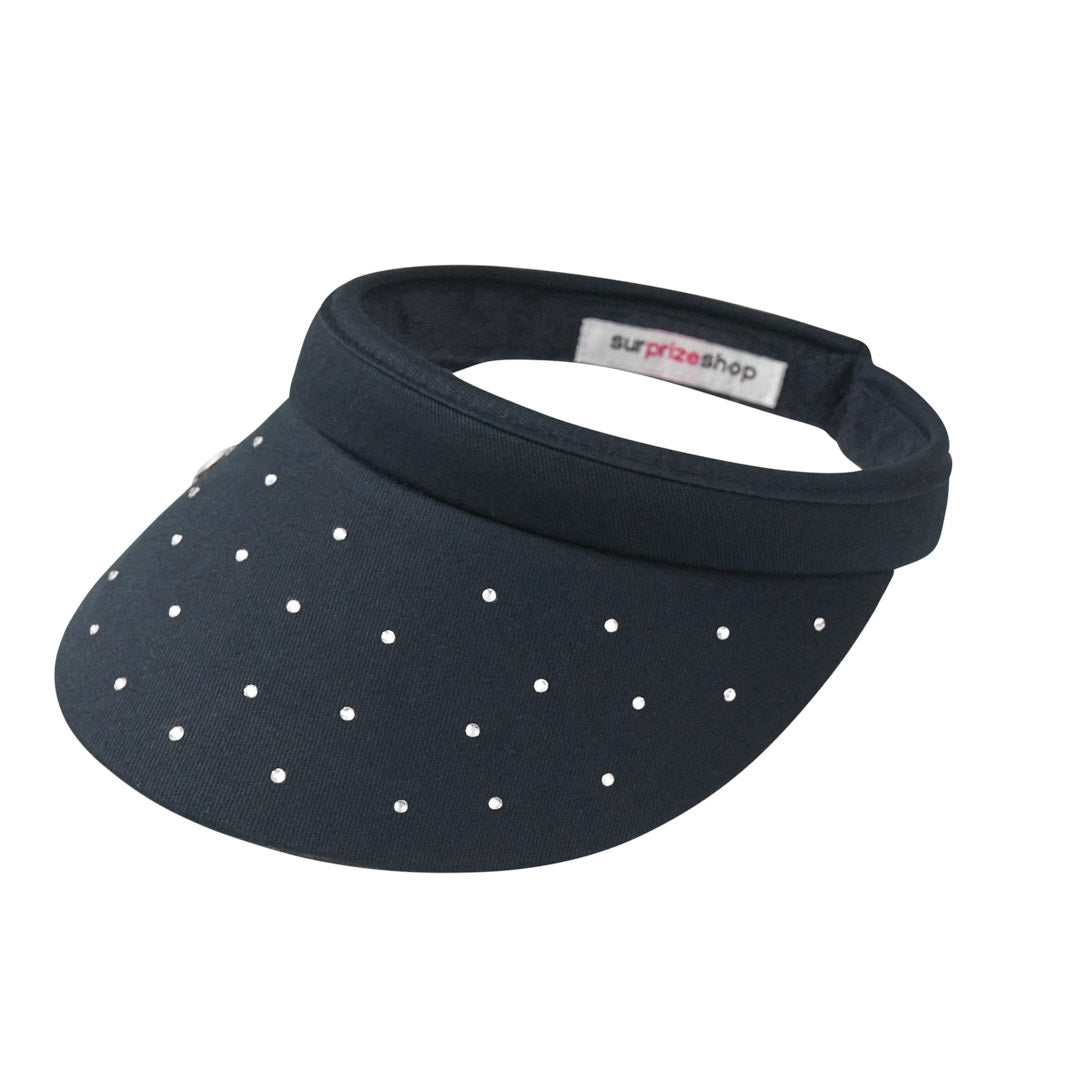 Surprizeshop Crystal Embellished Clip-On Visor with Ball Marker in Navy