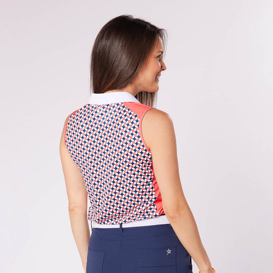 Swing Out Sister Ladies Zip-Neck Sleeveless Polo - Last One XL Only Left