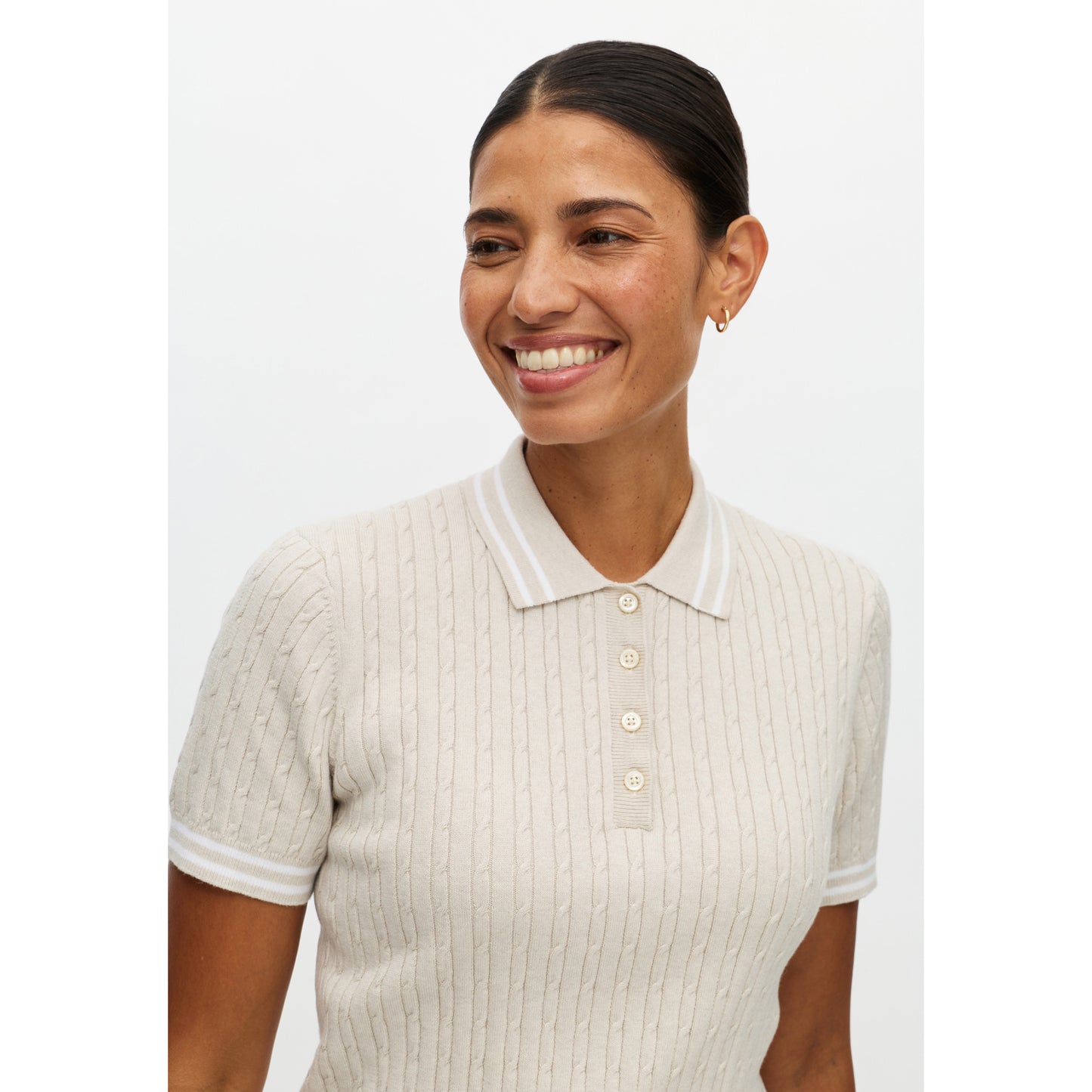 Rohnisch Ladies Cable Knit Polo for Refined Comfort with Timeless Fairway Style
