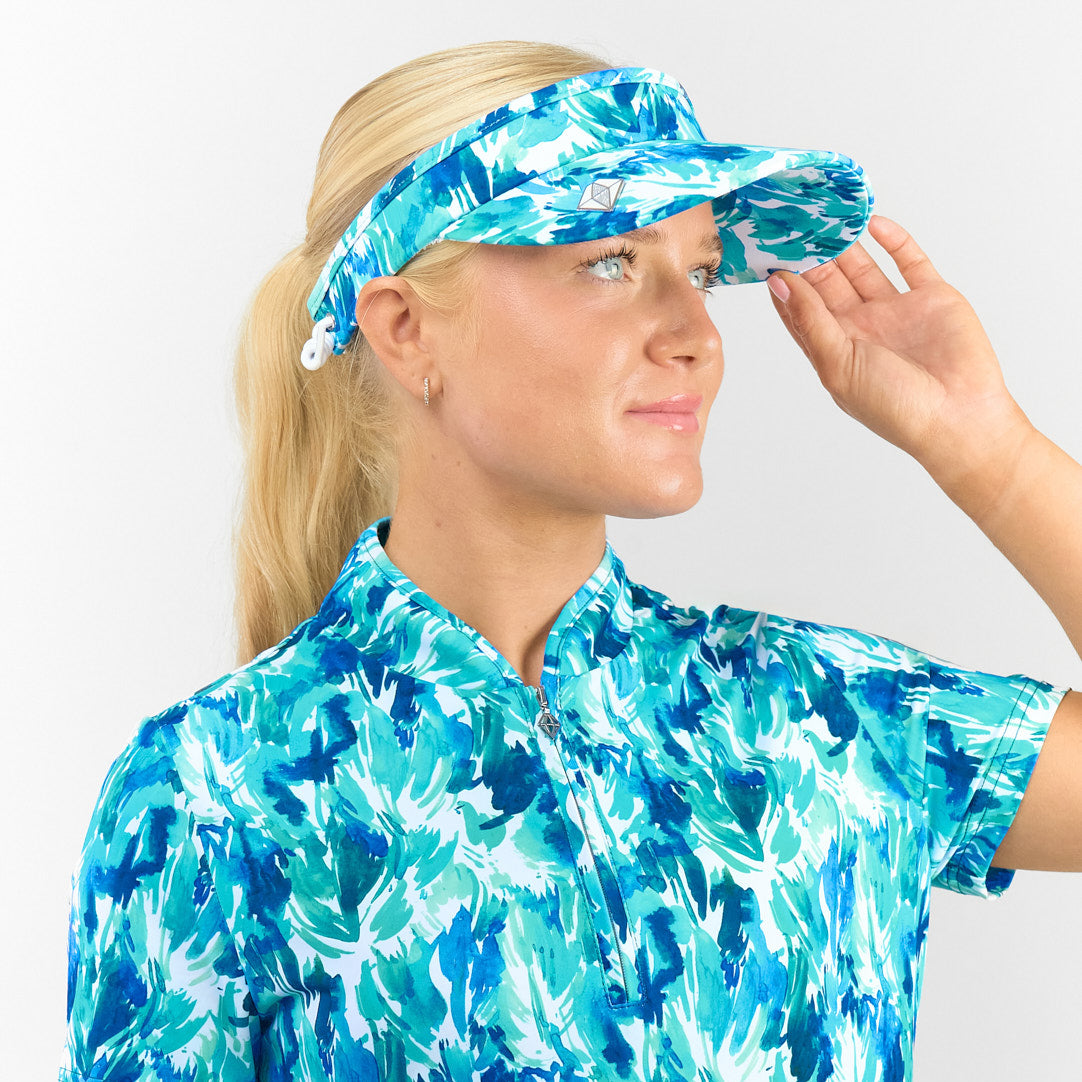 Pure Cable Adjusted Golf Visor in Abstract Botanical Print