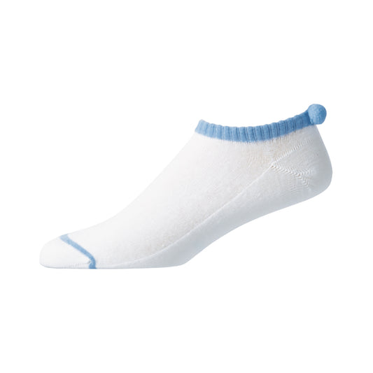 FootJoy Ladies White and Light Blue ProDry Pom-Pom Socks