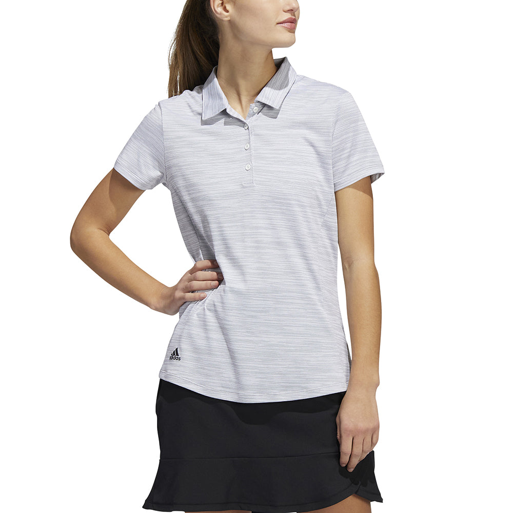 adidas Ladies Spacedye Short Sleeve Golf Polo in White & Black