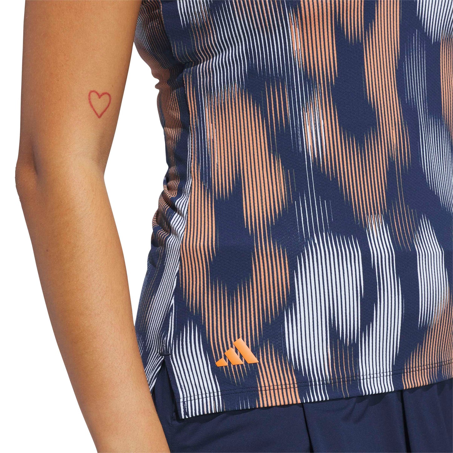 adidas Golf Ladies Linear Leopard Print Sleeveless Polo in Navy