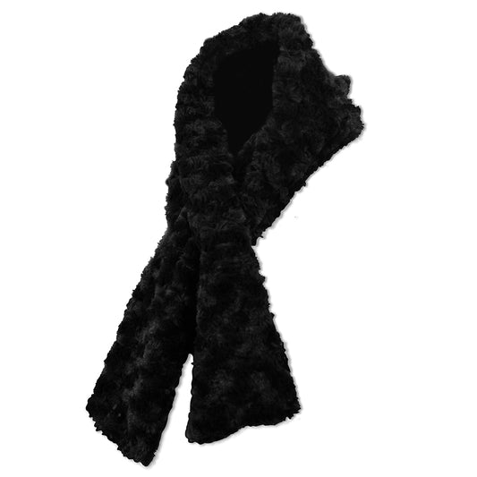 Green Lamb Fun Faux-Fur Scarf in Black
