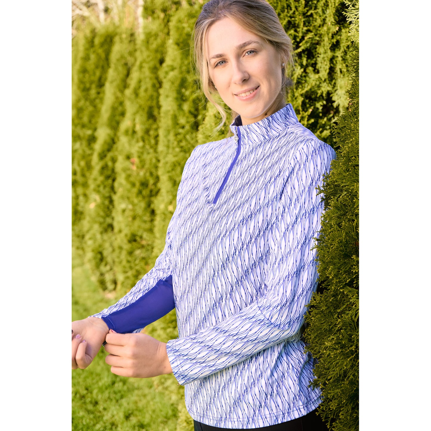 Pure Ladies Long Sleeve Golf Top with Mesh Panels for Breathable Comfort & Sleek Style