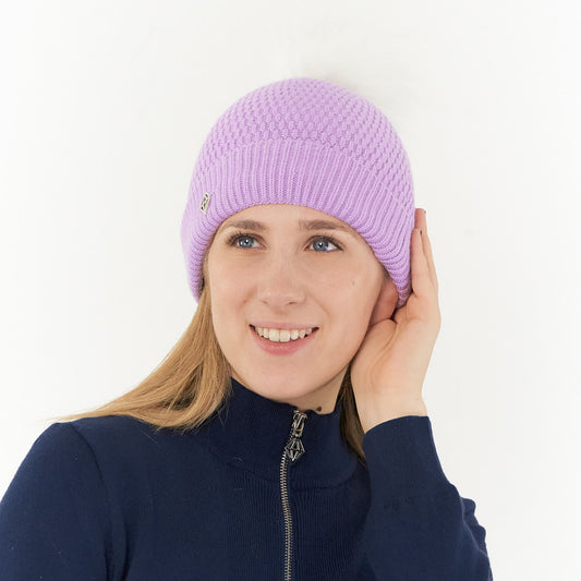 Pure Ladies Waterproof Bobble Hat in Lilac