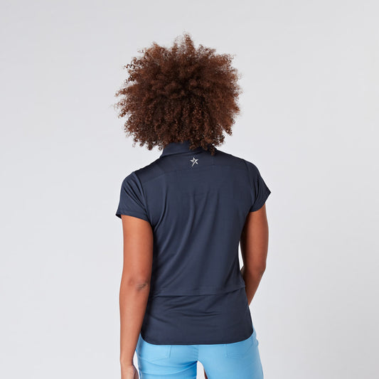 Swing Out Sister Ladies Cap Sleeve Polo in Navy Blazer