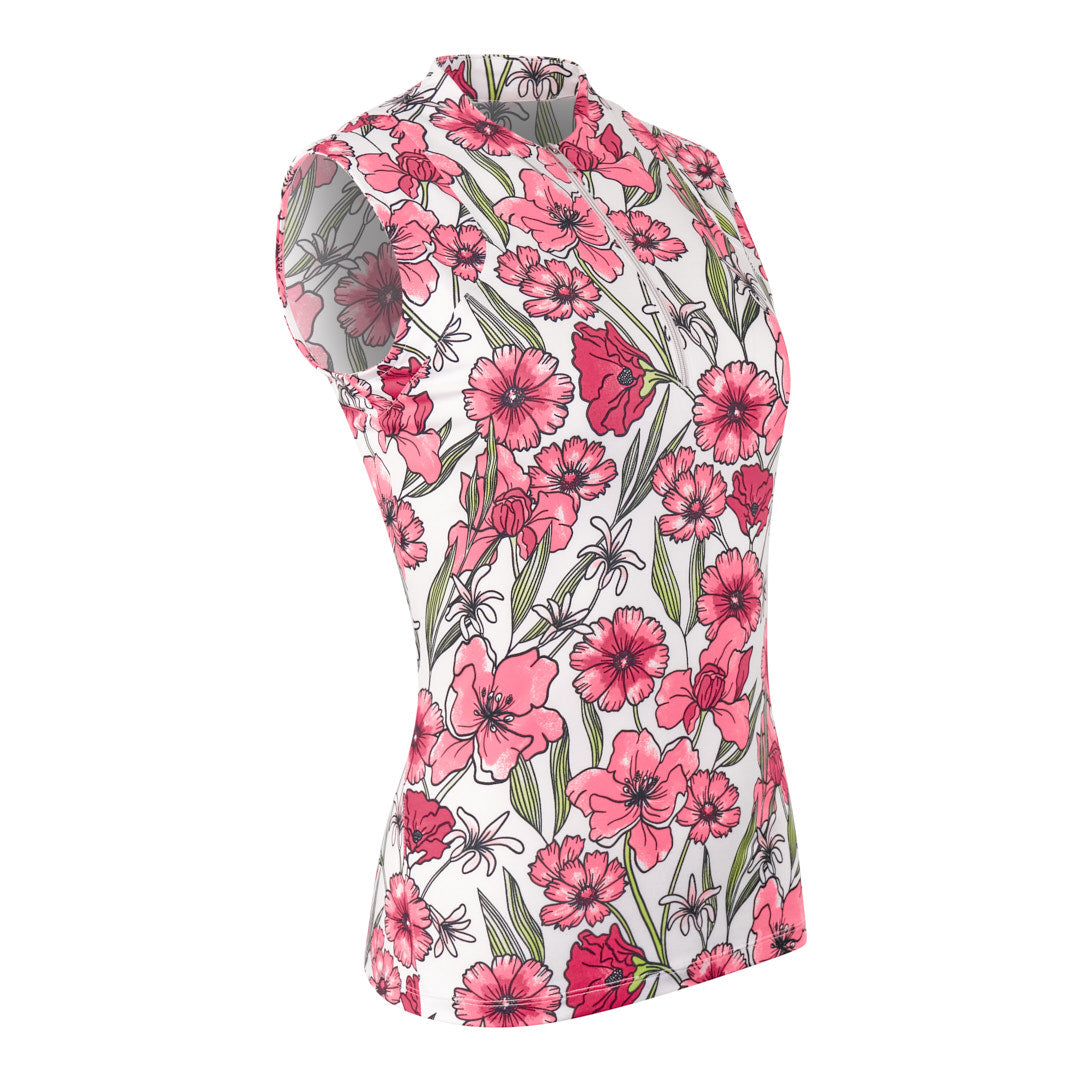 Tail Ladies Sleeveless Funnel Neck Floral Print Golf Top