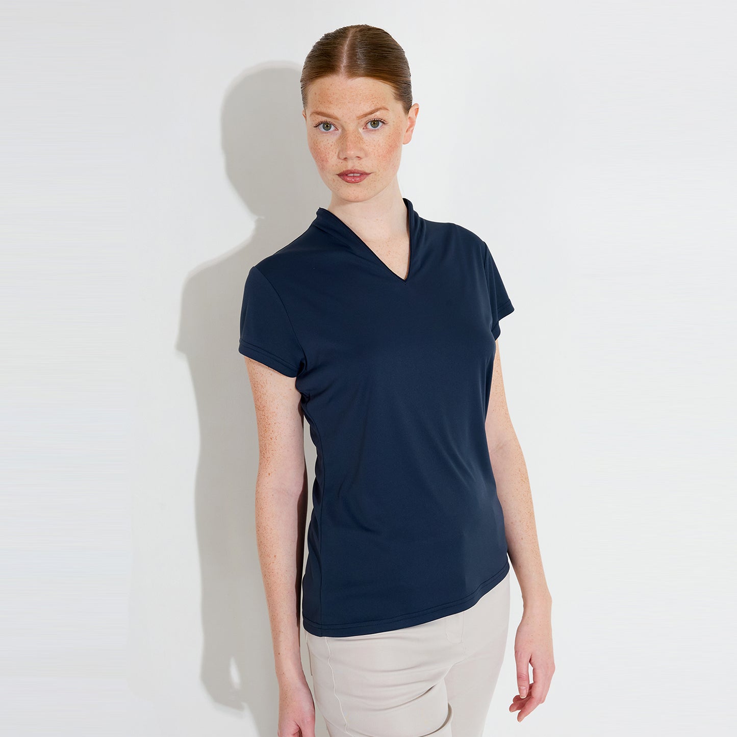 Abacus Ladies DryCool Cap Sleeve Polo in Navy - Soft, Stretch