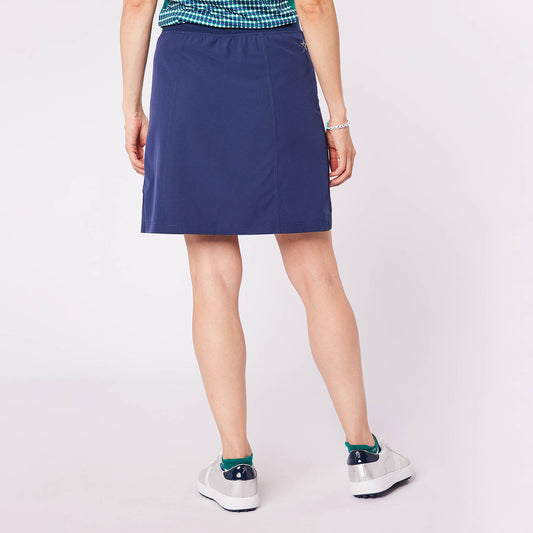 Swing Out Sister Ladies Lightweight Pull-On Skort with Silver Pocket Detail in Navy
