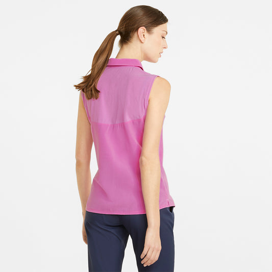 Puma Ladies Sleeveless Mesh Panel Golf Polo - Last One XS Only Left