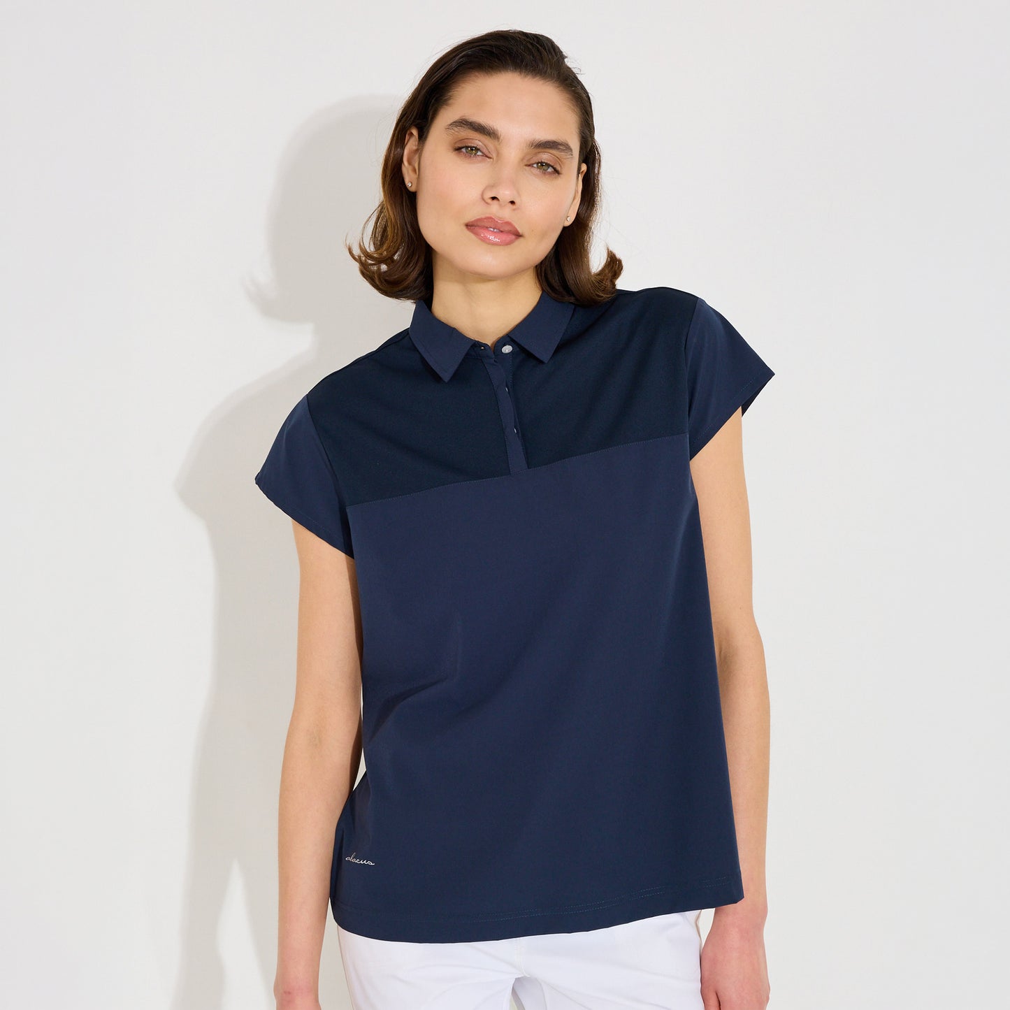 Abacus Ladies DryCool Loose Fit Cap Sleeve Polo in Navy