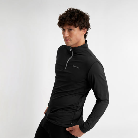 Calvin Klein Mens Technical Zip-Neck Top in Black