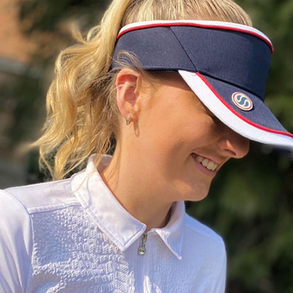 Surprizeshop Ladies Golf Visor in Navy with Matching Ball Marker GolfGarb